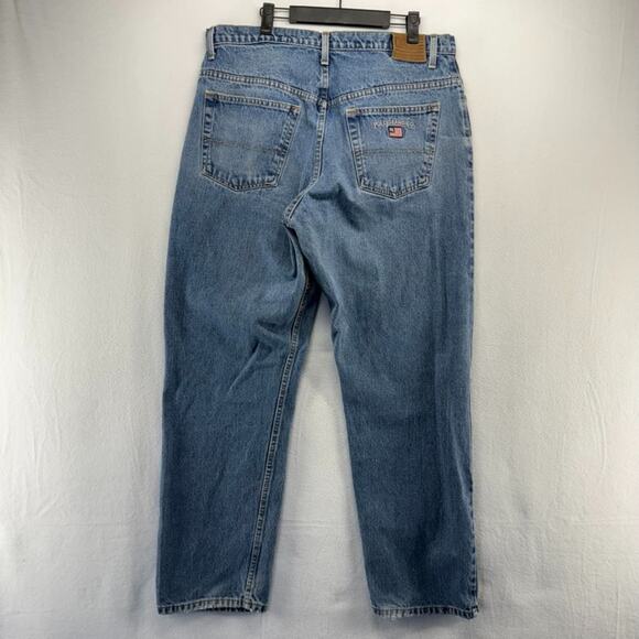 Vintage Ralph Lauren Jeans Men's 36x32 Blue Denim Flag Spellout Embroidered 90s - Picture 7 of 9